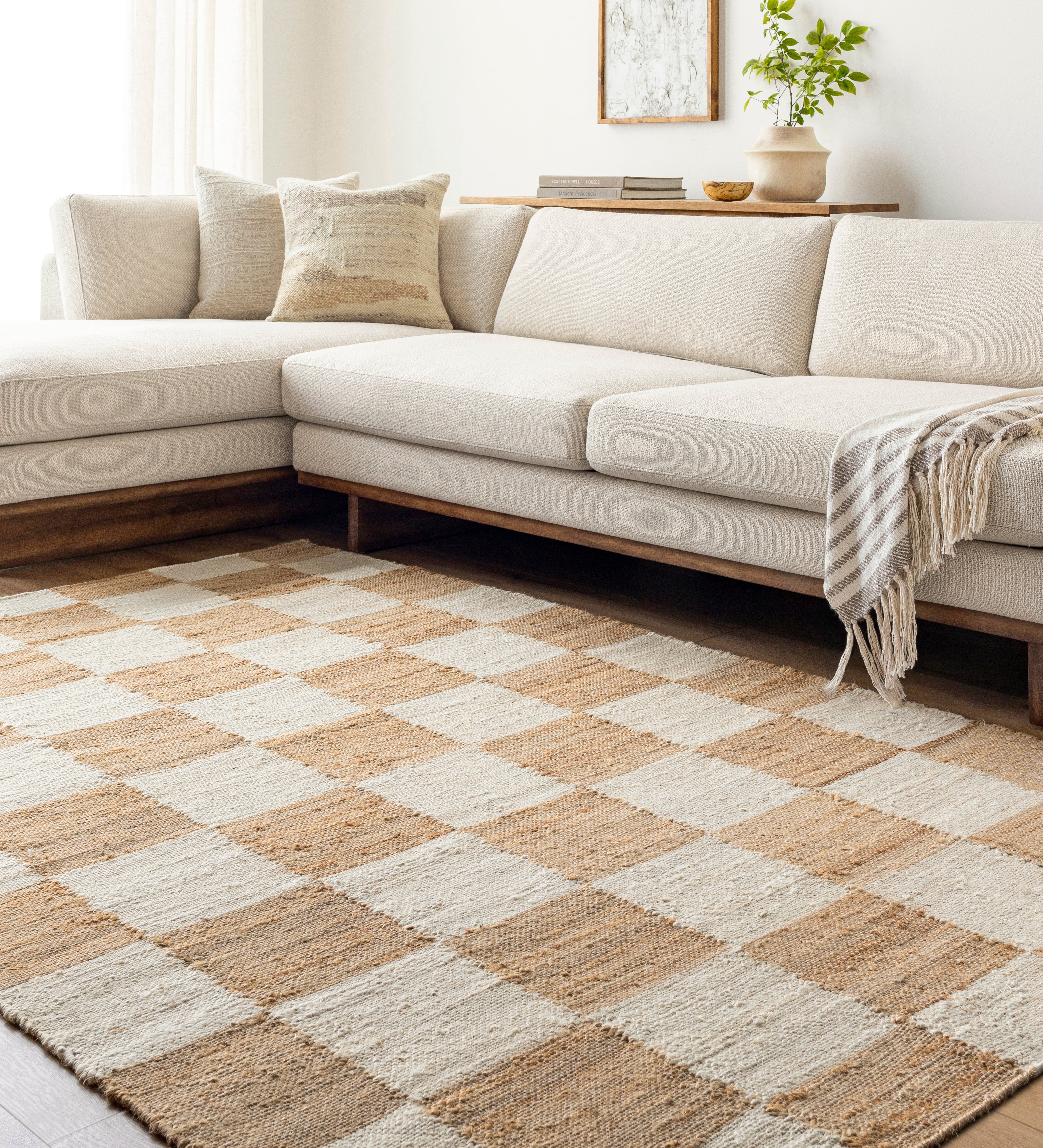 Becki Owens Kamey Checkered Jute Rug 0-RUGS - jute Surya