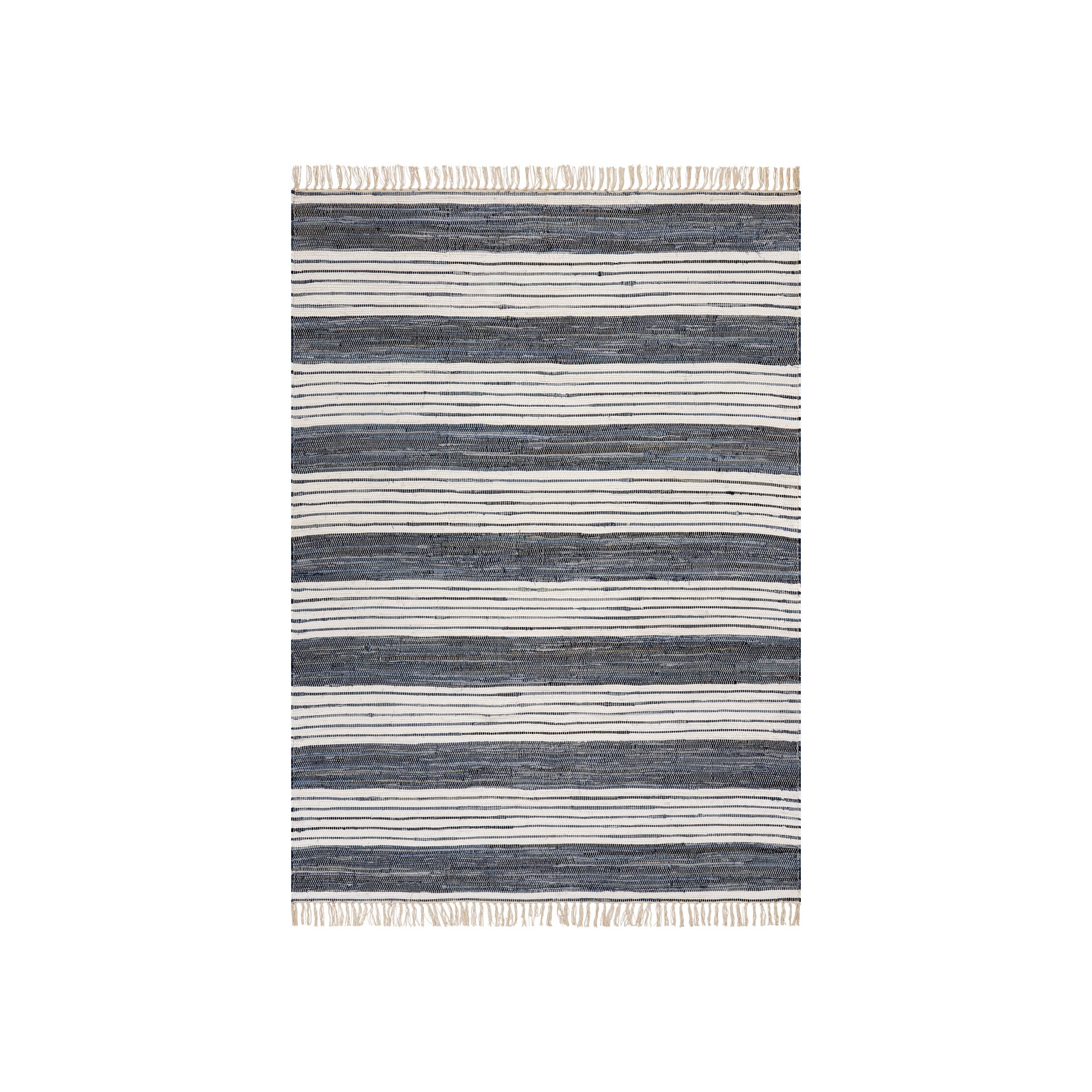 Diora Denim Bohemian Striped Rug RUGS - cotton Dash & Albert White 2' x 3'