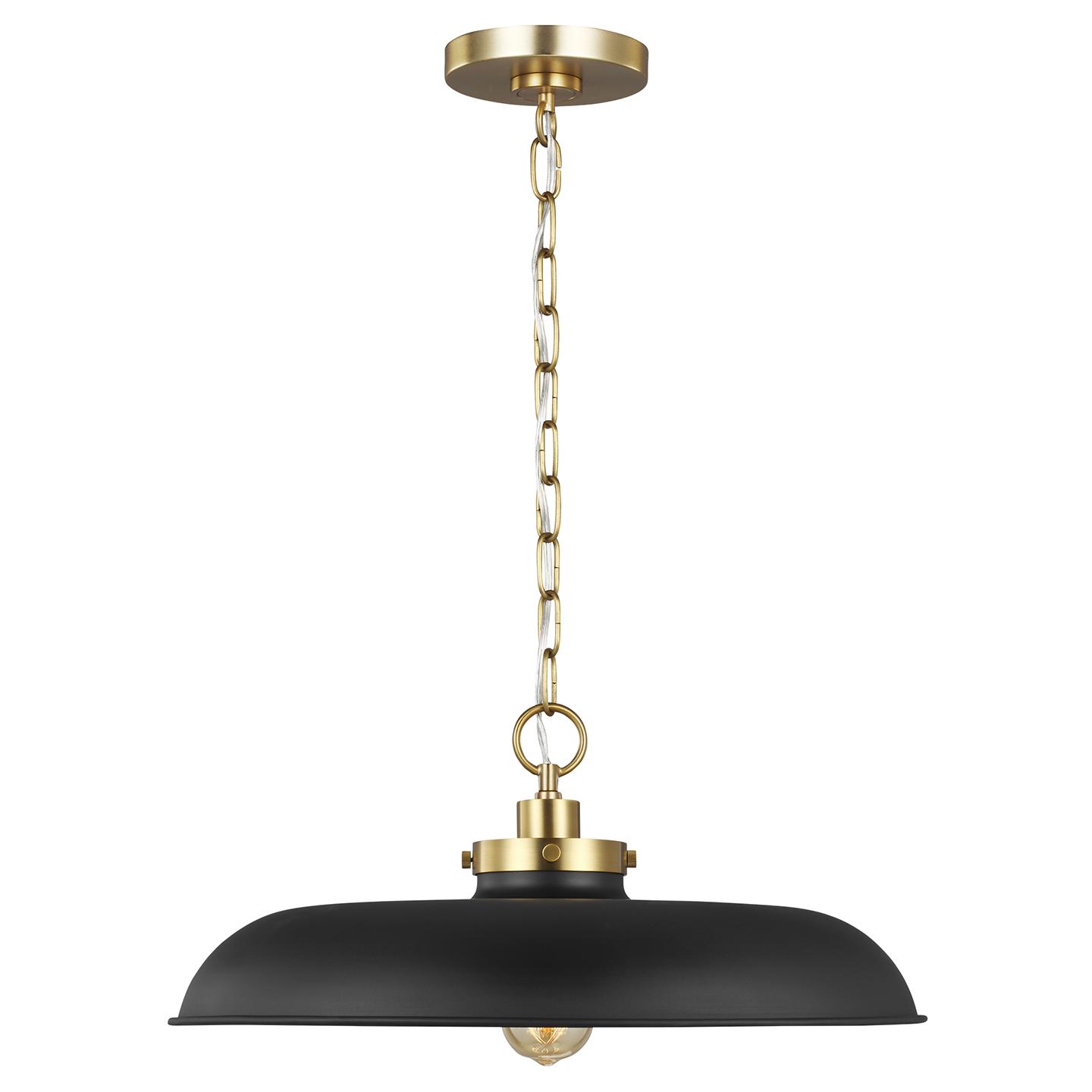 Wellfleet Medium Wide Pendant LIGHTING - pendant Visual Comfort - Studio Midnight Black and Burnished Brass