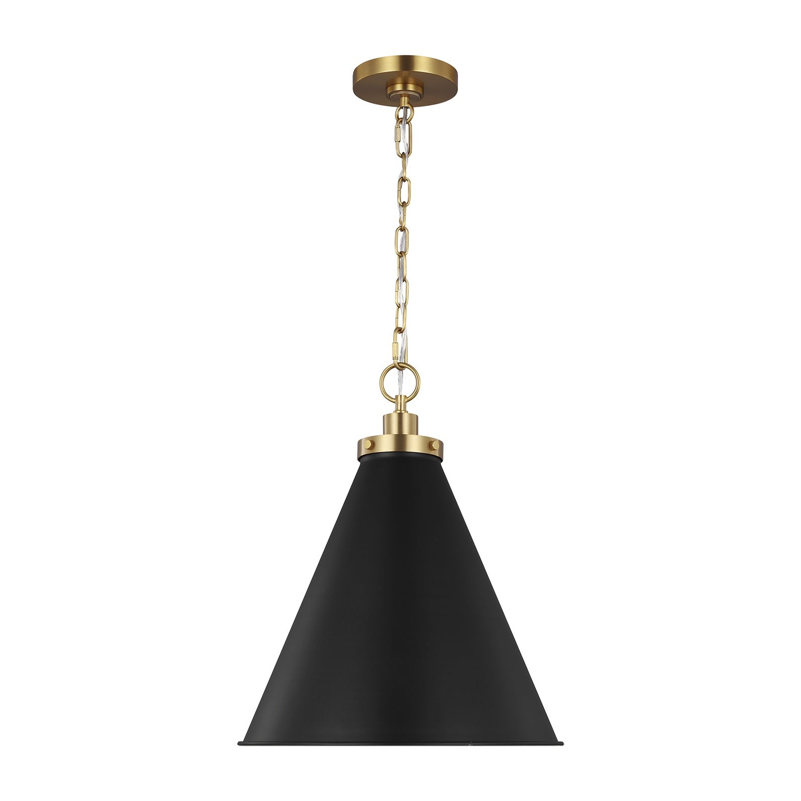 Wellfleet Medium Cone Pendant LIGHTING - pendant Visual Comfort - Studio Midnight Black and Burnished Brass