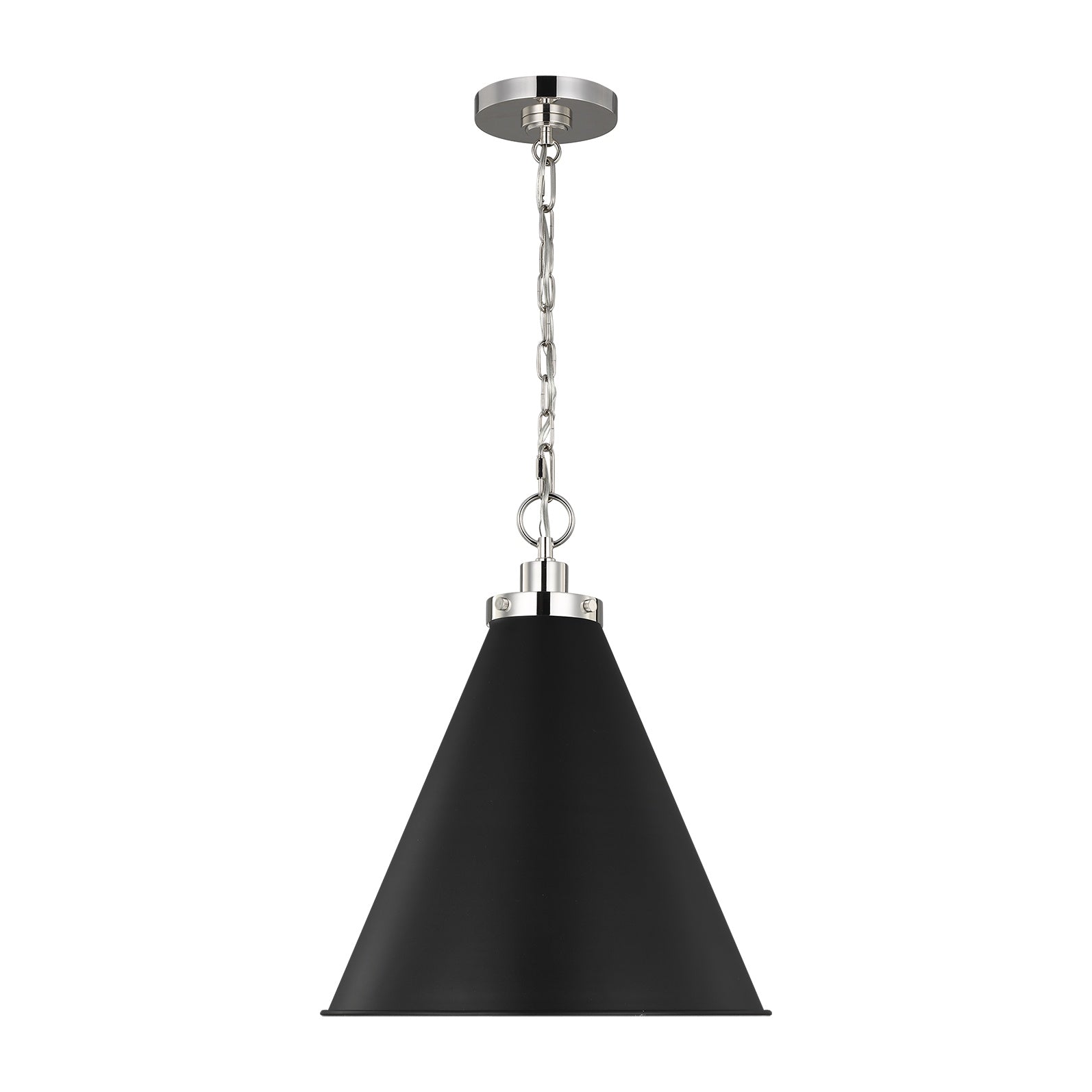 Wellfleet Medium Cone Pendant LIGHTING - pendant Visual Comfort - Studio Midnight Black and Polished Nickel