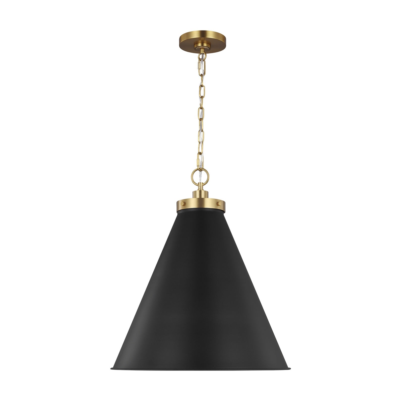 Wellfleet Large Cone Pendant LIGHTING - pendant Visual Comfort - Studio Midnight Black and Burnished Brass