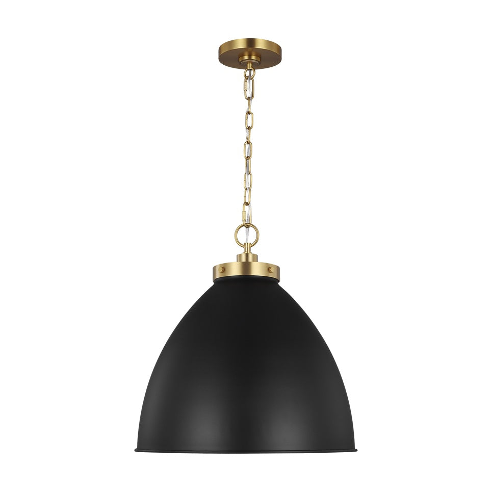 Wellfleet Medium Dome Pendant LIGHTING - pendant Visual Comfort - Studio Midnight Black and Burnished Brass