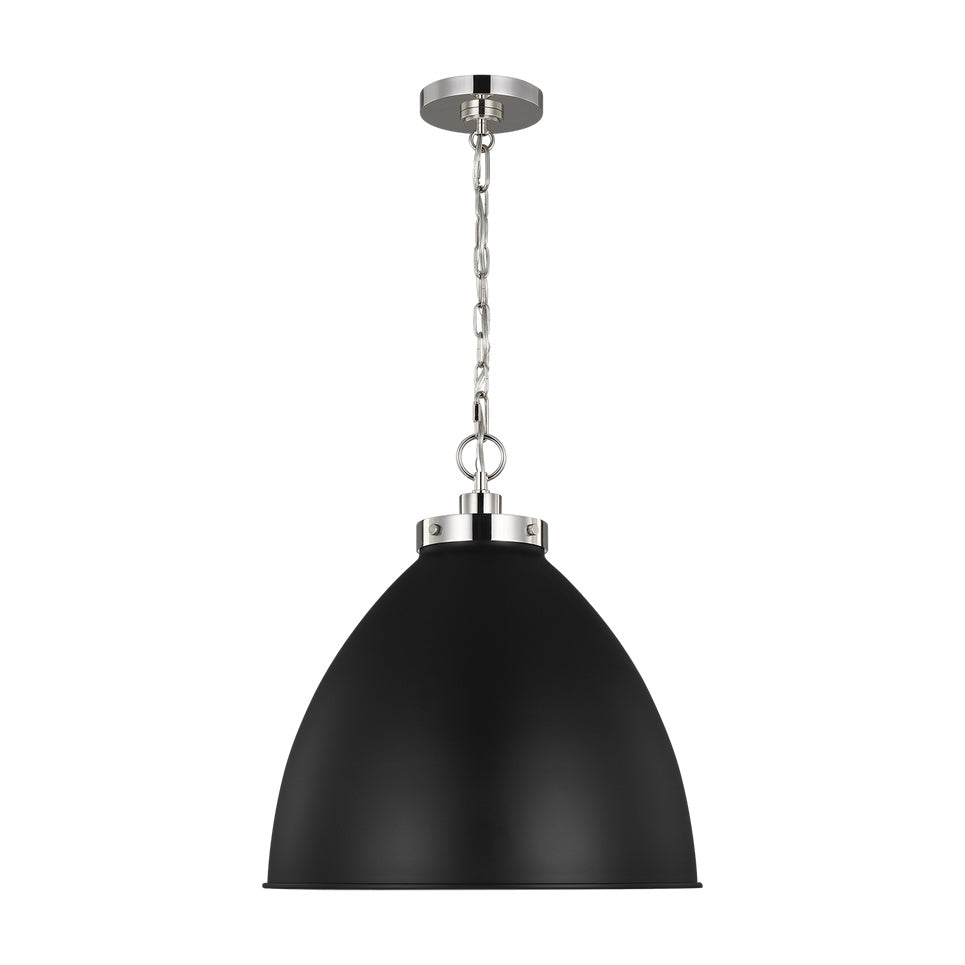 Wellfleet Medium Dome Pendant LIGHTING - pendant Visual Comfort - Studio Midnight Black and Polished Nickel