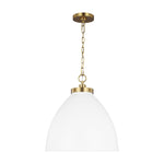 Wellfleet Large Dome Pendant LIGHTING - pendant Visual Comfort Matte White and Burnished Brass