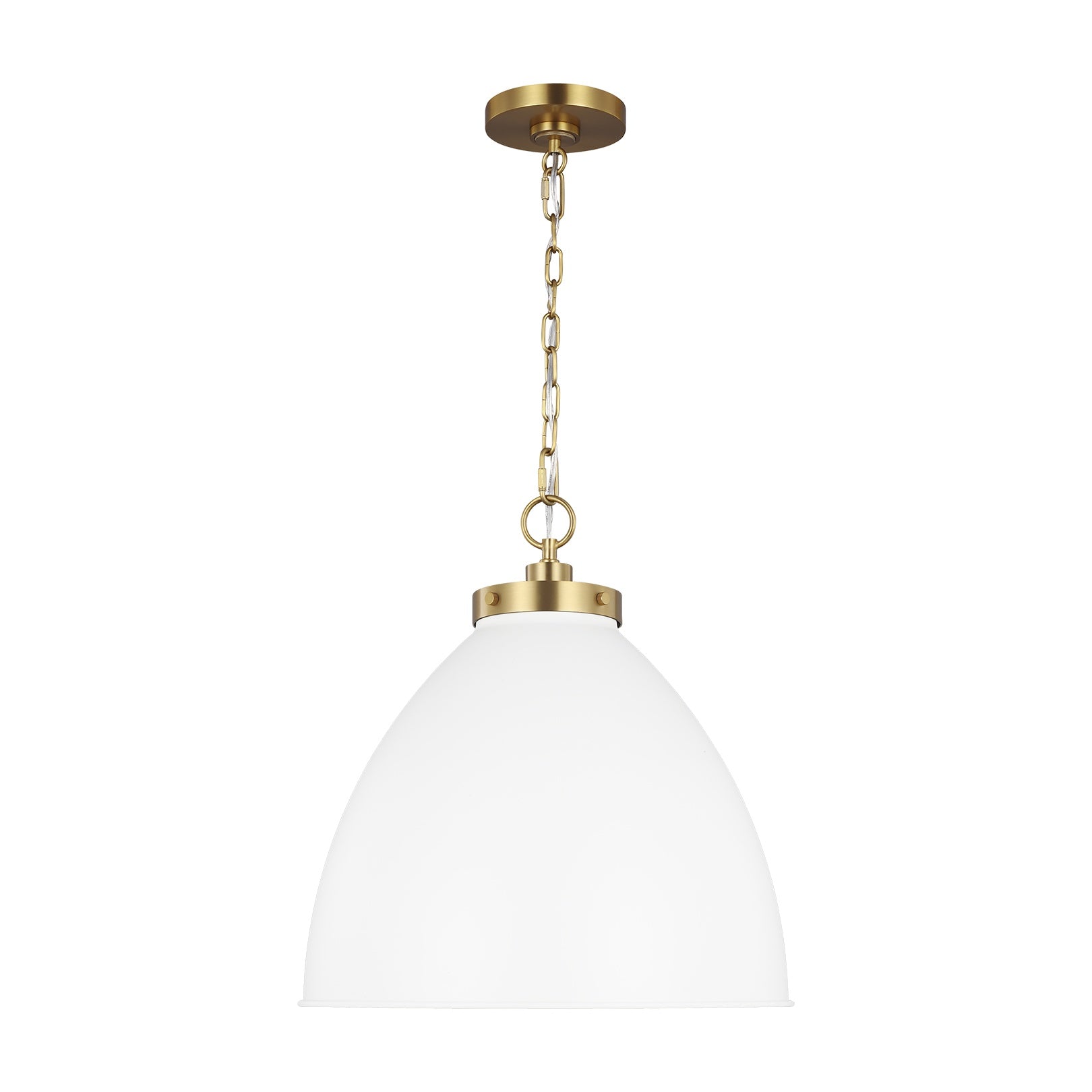 Wellfleet Large Dome Pendant LIGHTING - pendant Visual Comfort Matte White and Burnished Brass