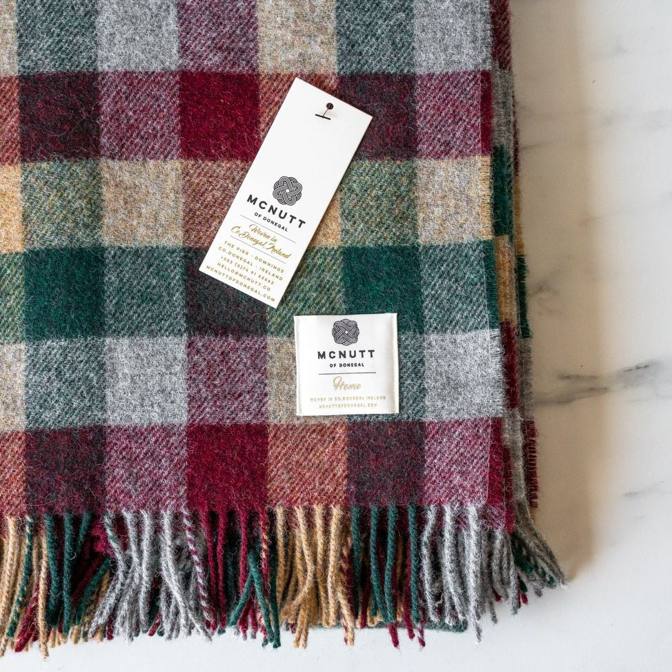 Traditional Holiday Check Wool Blanket - Rug & Weave