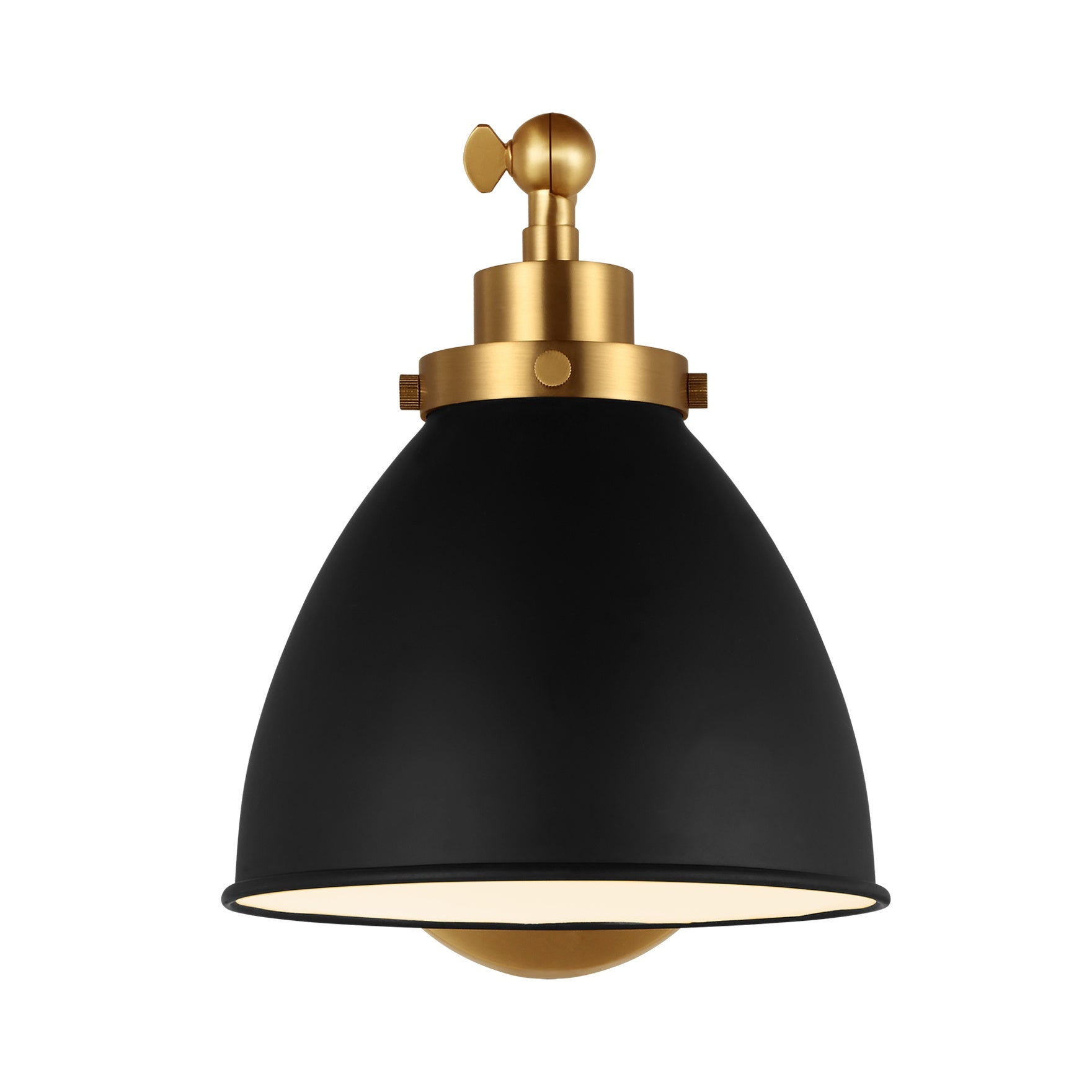 Wellfleet Single Arm Dome Task Sconce LIGHTING - wall bath fixture Visual Comfort - Studio Midnight Black and Burnished Brass