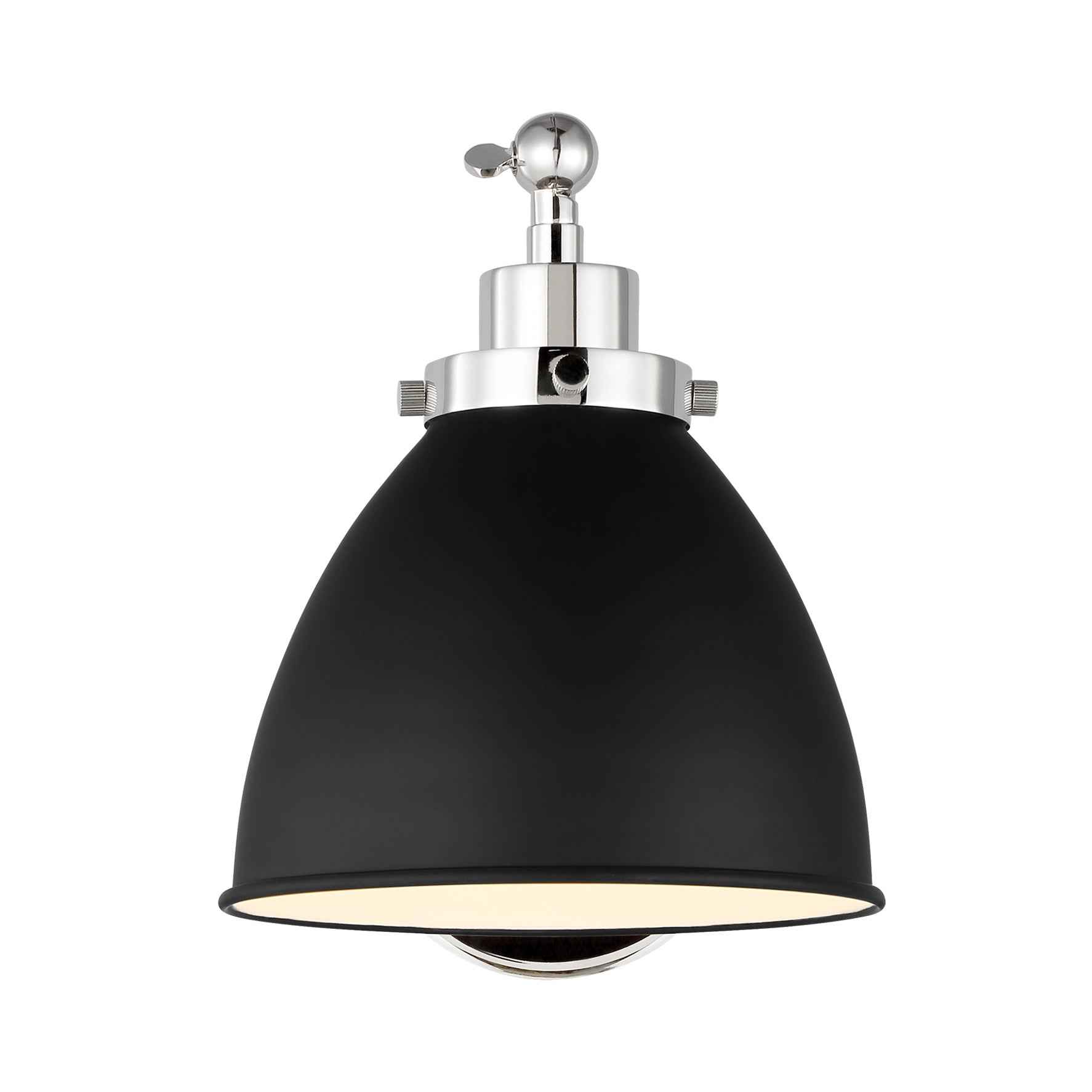 Wellfleet Single Arm Dome Task Sconce LIGHTING - wall bath fixture Visual Comfort - Studio Midnight Black and Polished Nickel