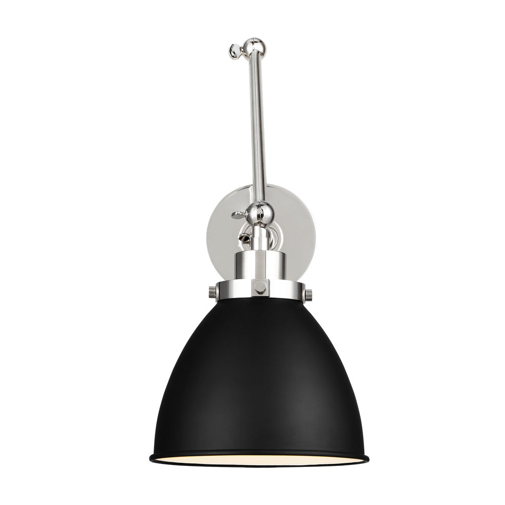 Wellfleet Double Arm Dome Task Sconce LIGHTING - wall bath fixture Visual Comfort - Studio Midnight Black and Polished Nickel