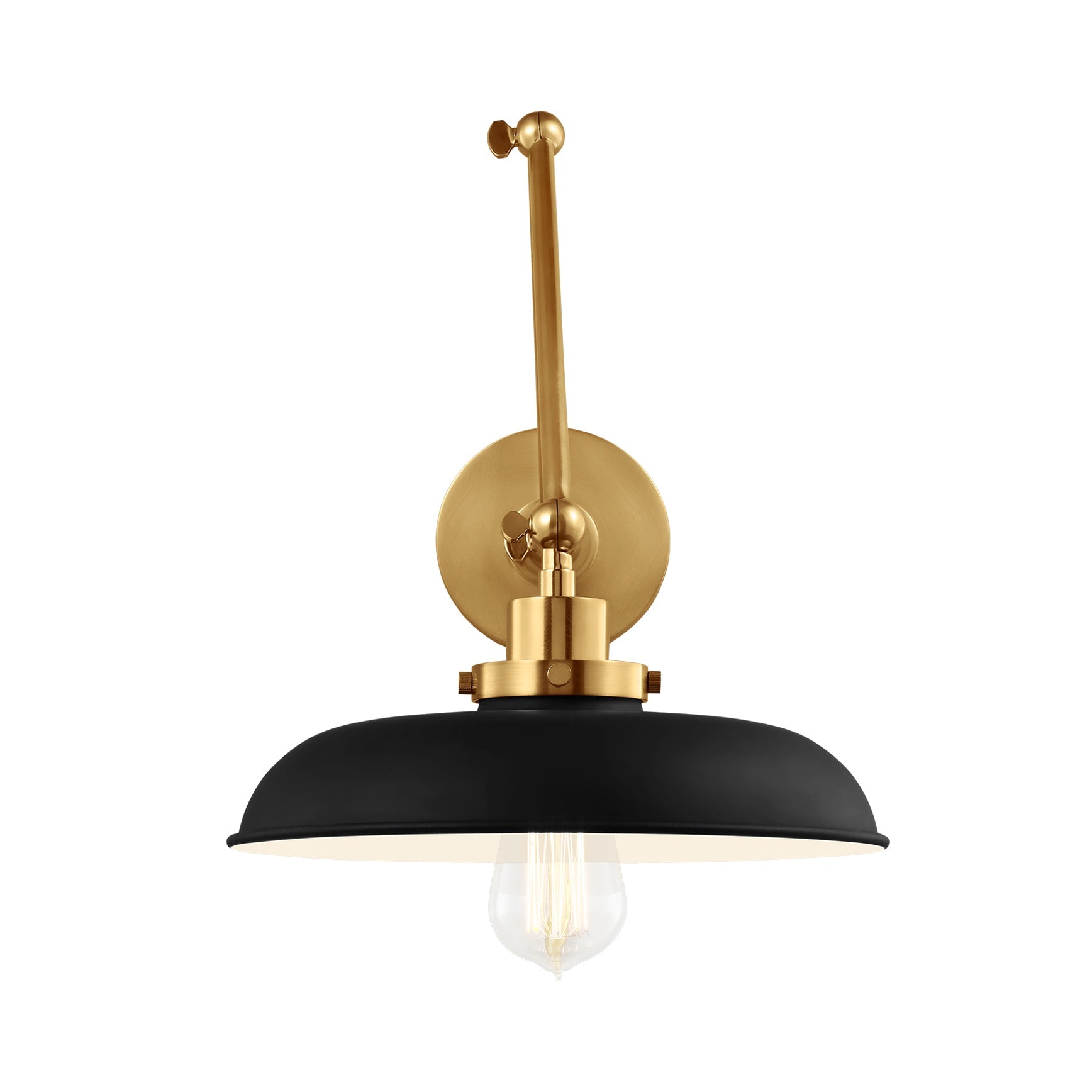 Wellfleet Double Arm Wide Task Sconce LIGHTING - wall bath fixture Visual Comfort - Studio Midnight Black and Burnished Brass