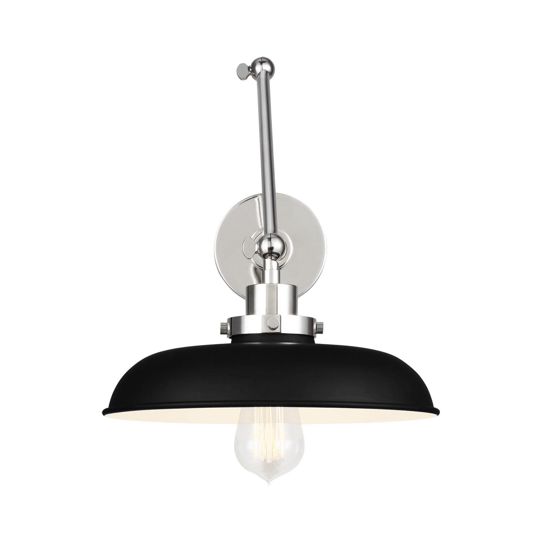 Wellfleet Double Arm Wide Task Sconce LIGHTING - wall bath fixture Visual Comfort - Studio Midnight Black and Polished Nickel