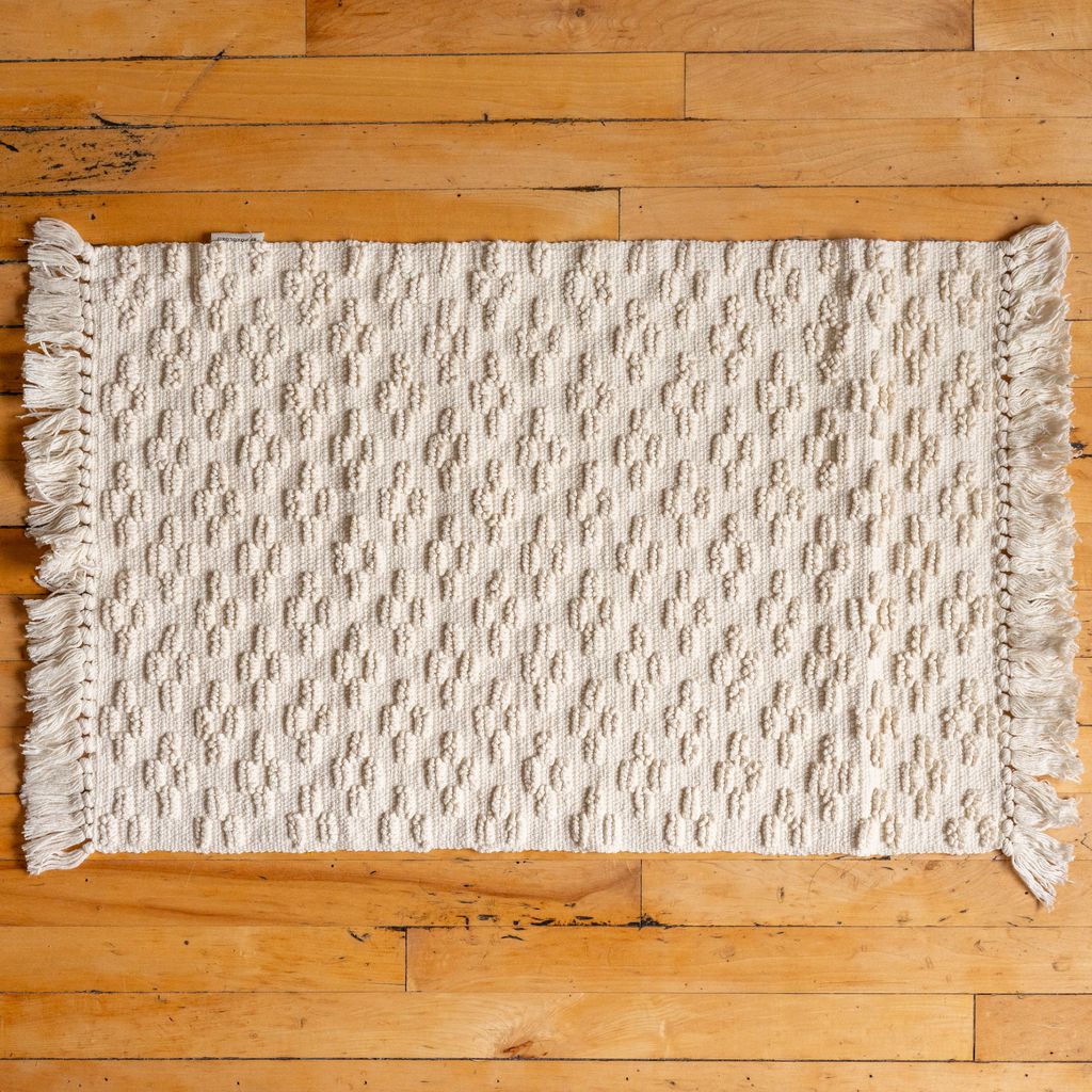 White Jaquard Bath Mat - Rug & Weave