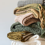 Olive Boucle Throw Blanket - Rug & Weave