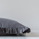 Charcoal Ruffle Pillow Cover