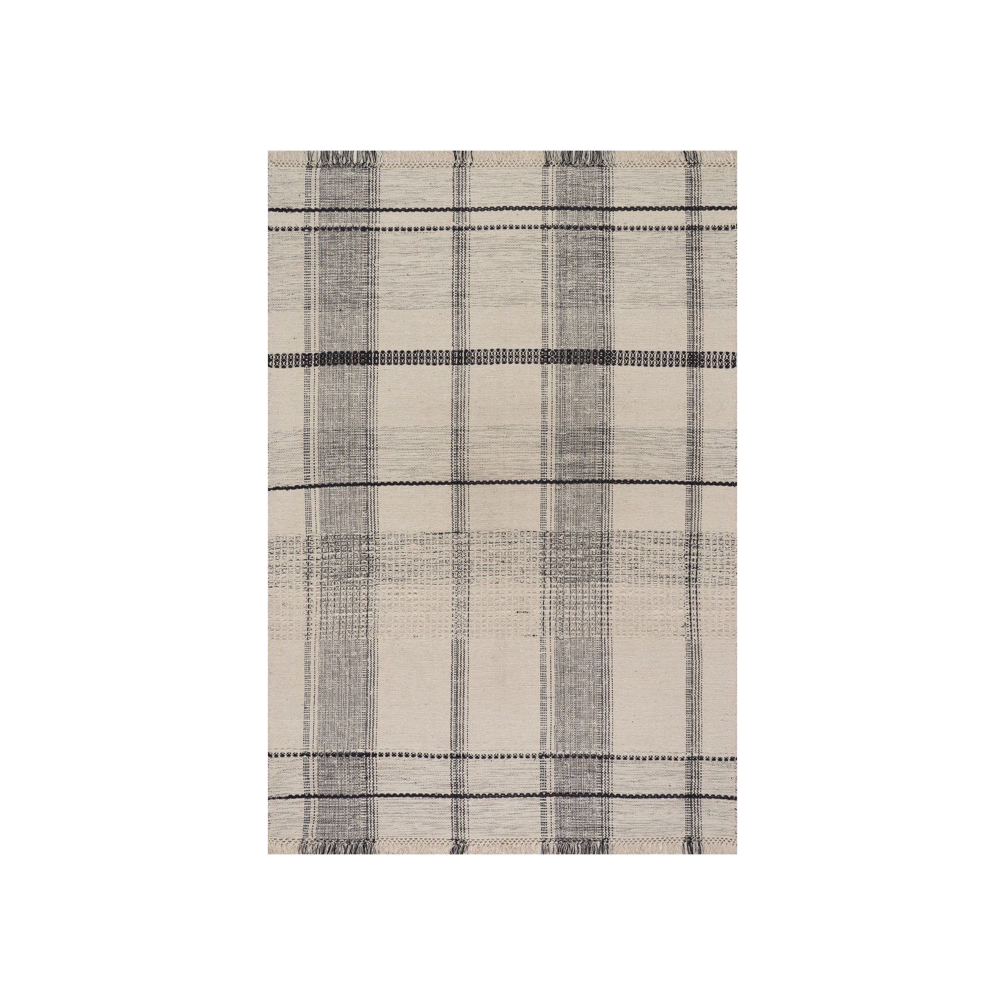 Zole Plaid Handmade Cotton Rug RUGS - cotton Dash & Albert Ivory 5' x 8'
