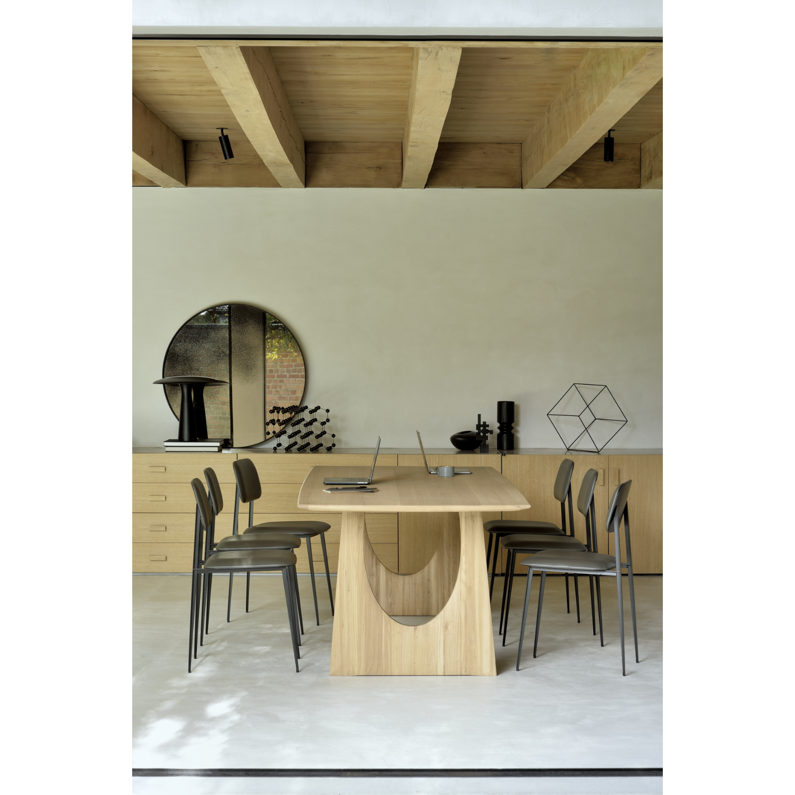 geometric dining table oak - rug & weave