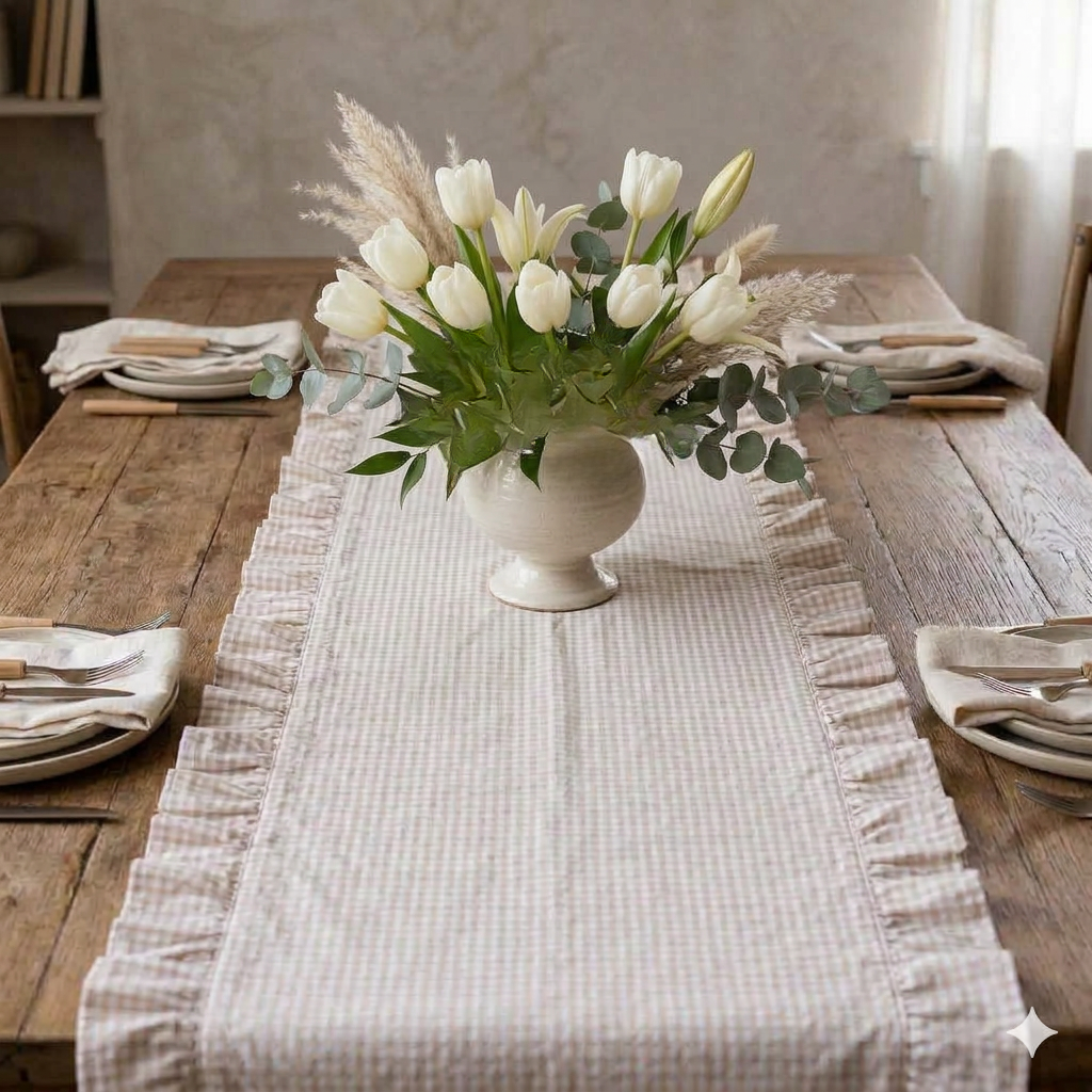R&W made - Ruffle Table Runner table runner Rug & Weave Studio