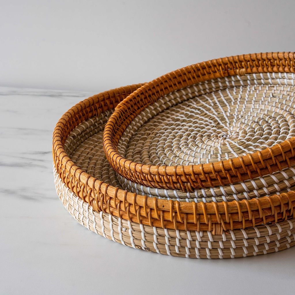 Woven Seagrass & Rattan Tray - Rug & Weave