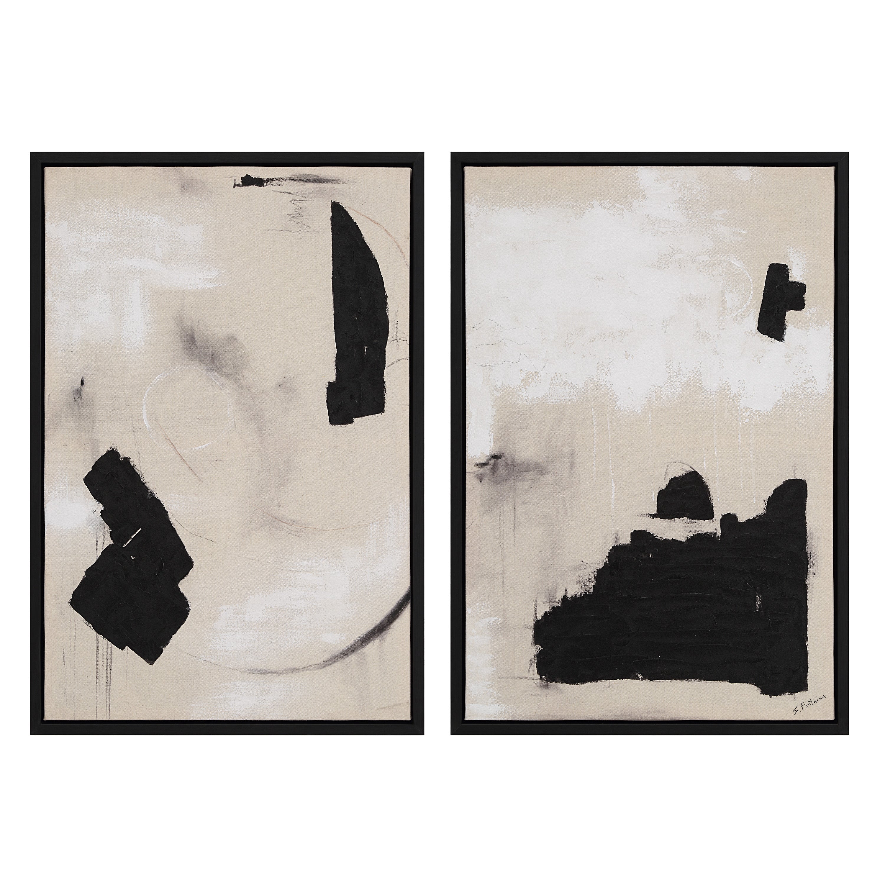 "Ecru & Ink" Framed Canvas Set ARTWORK - framed art Renwil