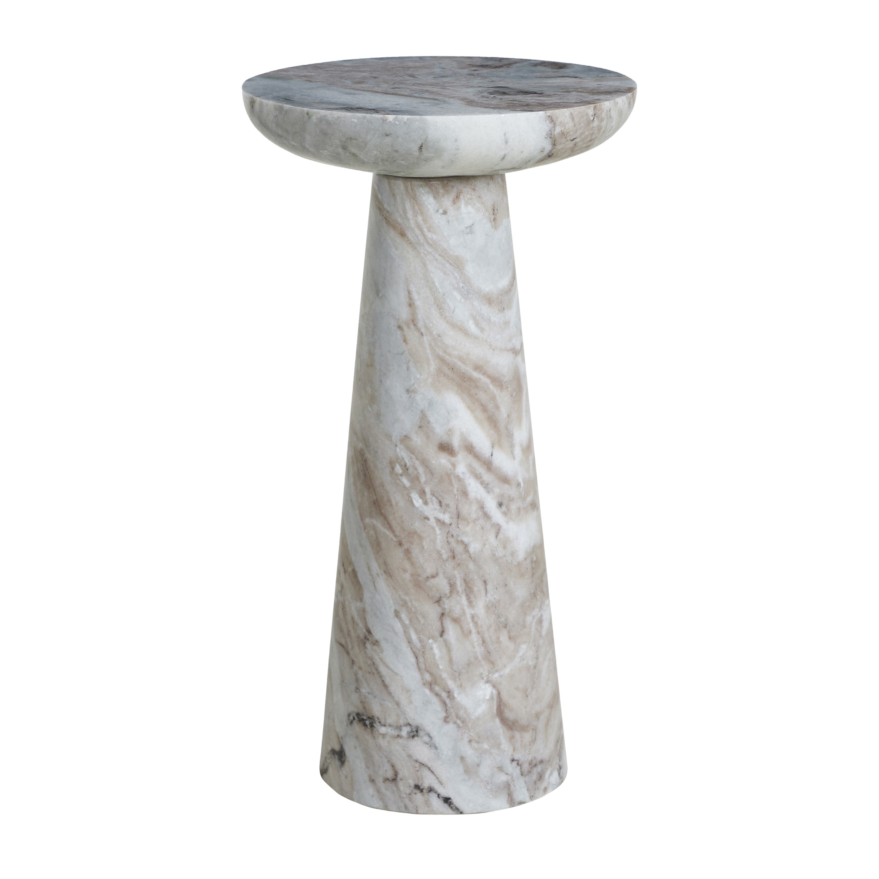 Mercura Indoor Toronto Marble Side Table FURNITURE - side table Renwil Brown