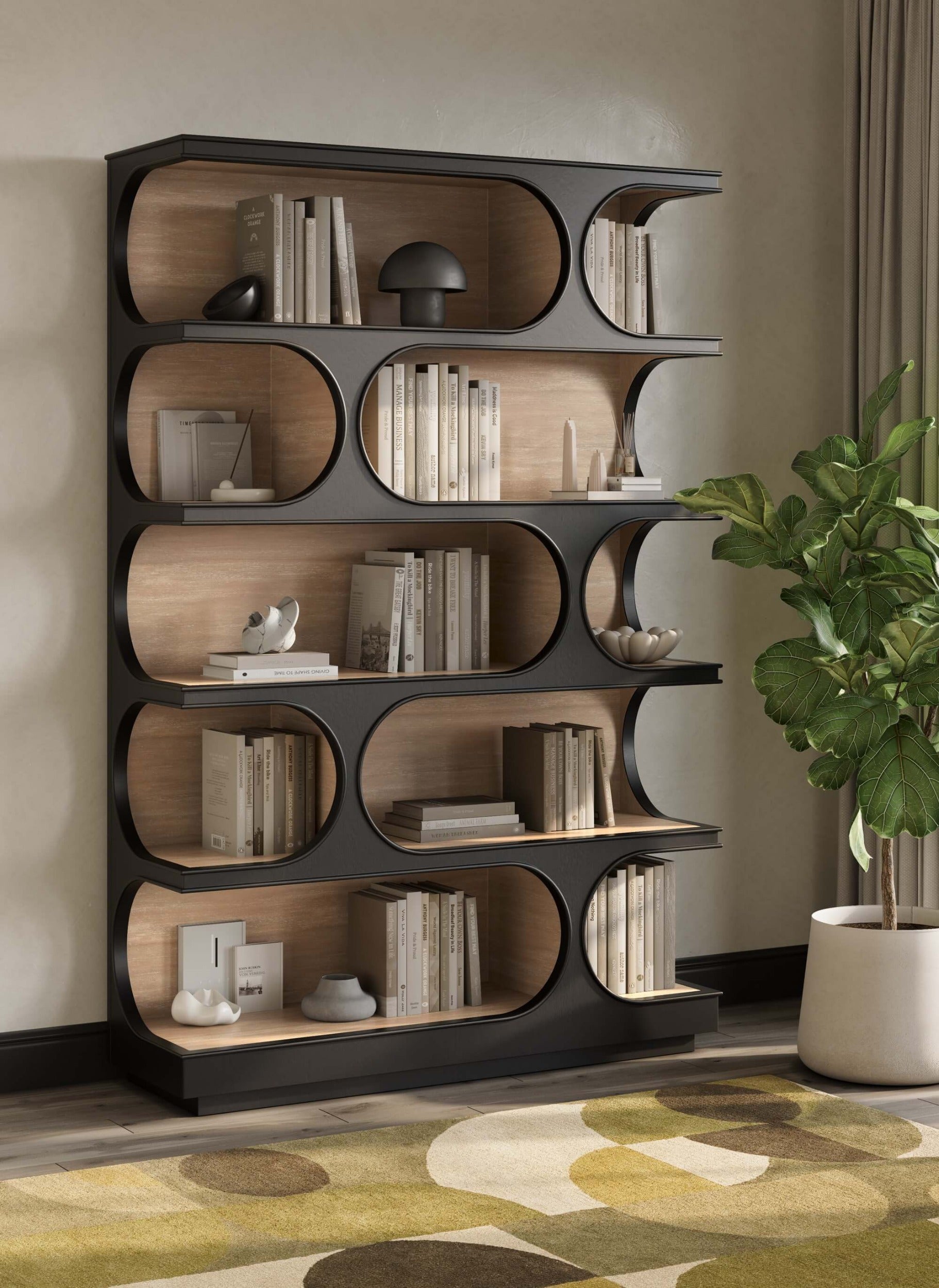 Vincent Crescent Bookcase FURNITURE - bookcase Bramble