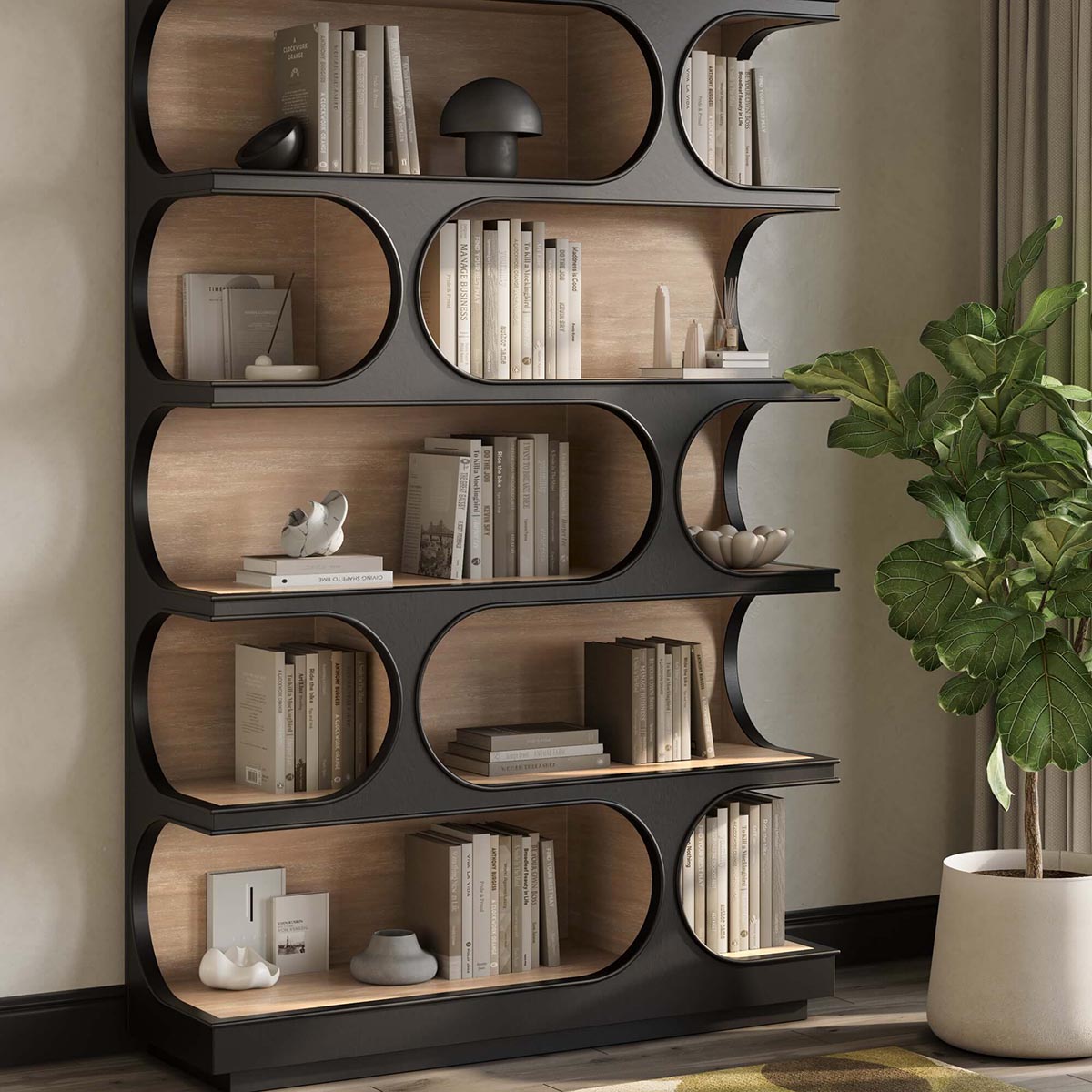 Vincent Crescent Bookcase FURNITURE - bookcase Bramble