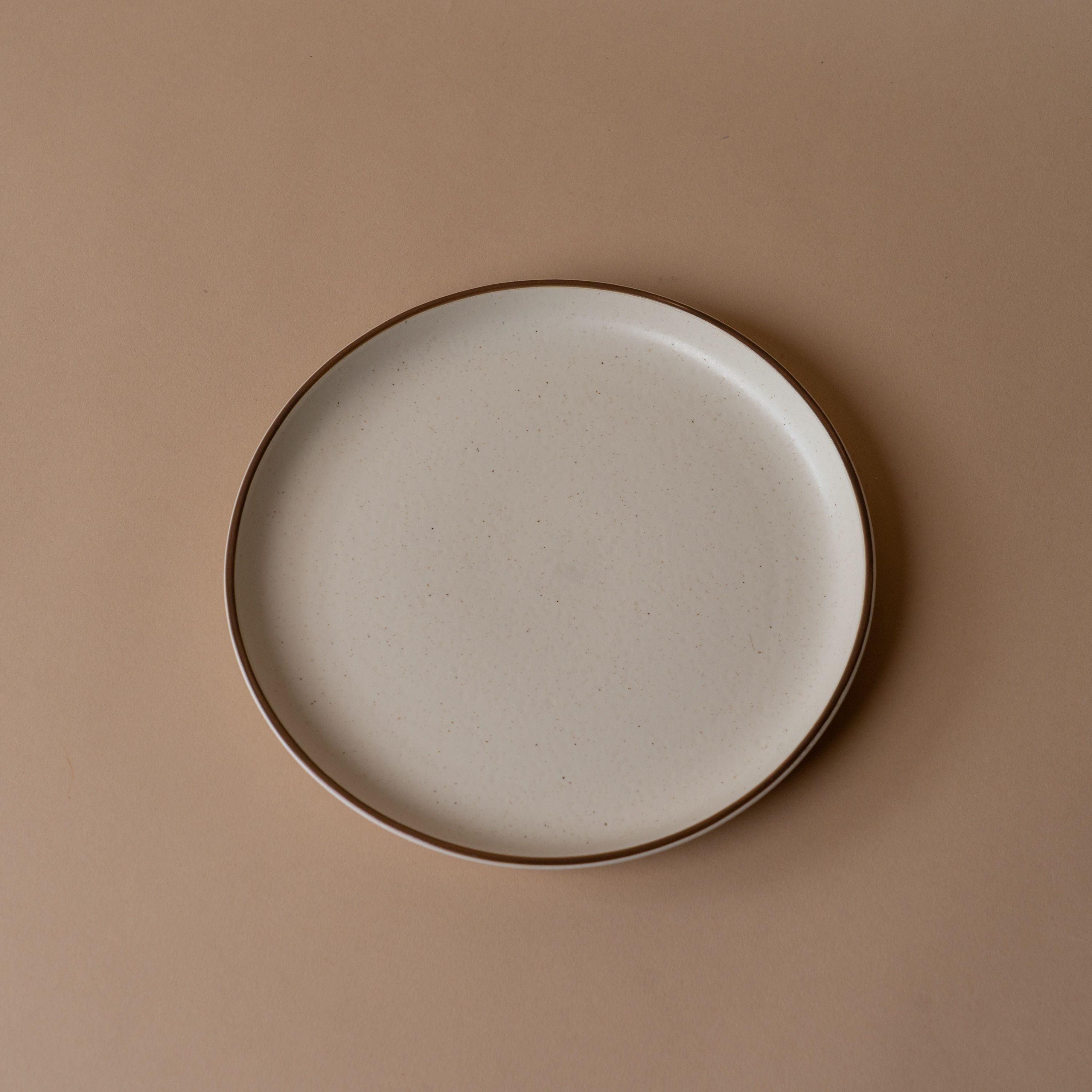 Ceramic Vanilla Plate with Espresso Detail plate David Shaw Salad Plate