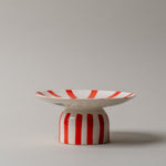 Stripe Stoneware Pedestal CHRISTMAS 2025 Creative Co-op (DYA)