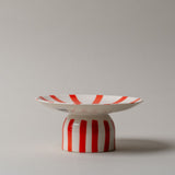 Stripe Stoneware Pedestal CHRISTMAS 2025 Creative Co-op (DYA)