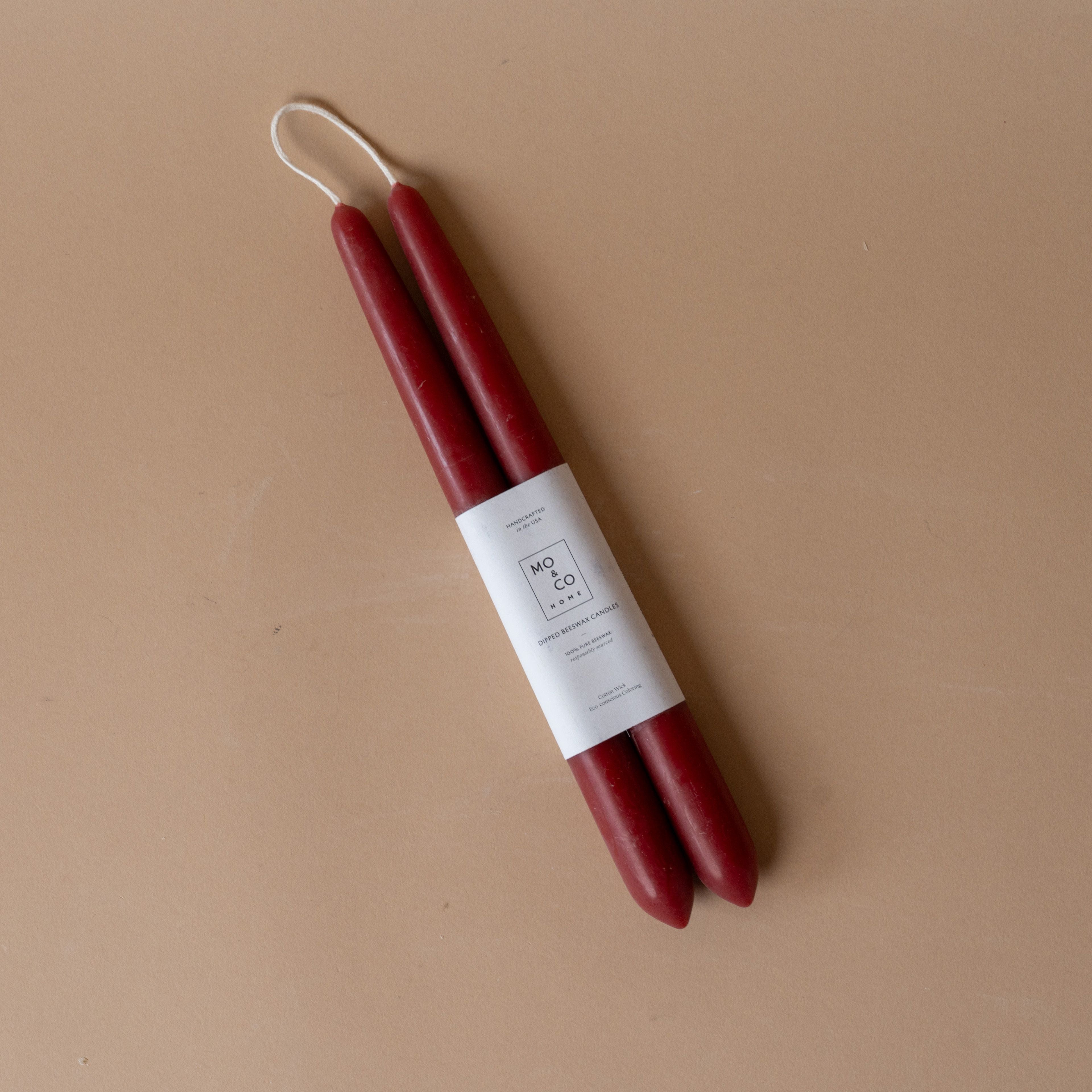 Classic Beeswax Taper Candles candle Mo&Co Home (Faire) Burgundy