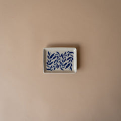 Blue Floral Stoneware Dish dish Creative Co-op (DYA) Large