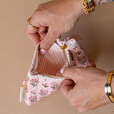 Organic Cotton Floral Pouch reusable bag Paper Mirchi (Faire)