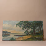 Antique French Landscape Canvas VINTAGE - artwork Rug and Weave