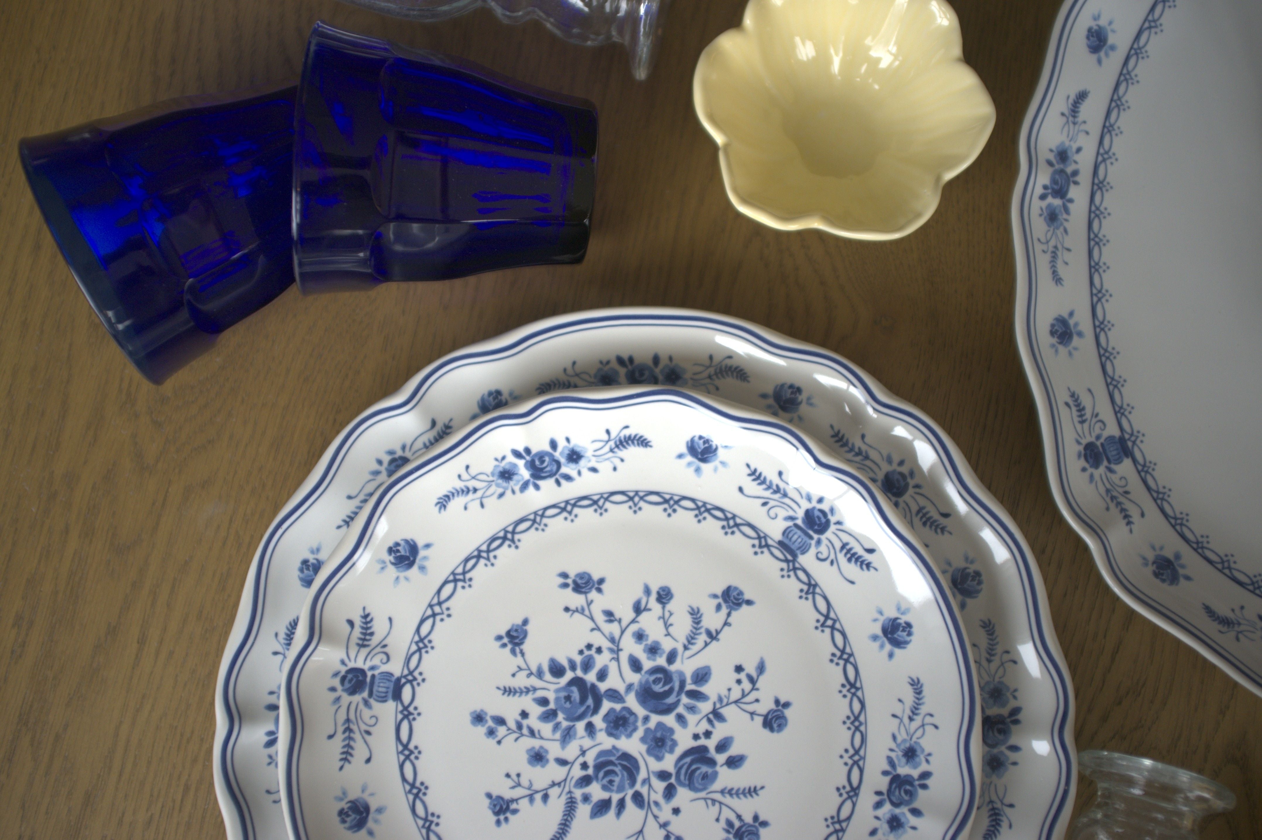Blue & White Floral Plate Collection dinnerware David Shaw