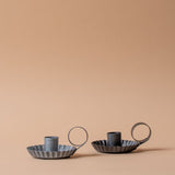 Fluted Tin Candle Holder with Handle