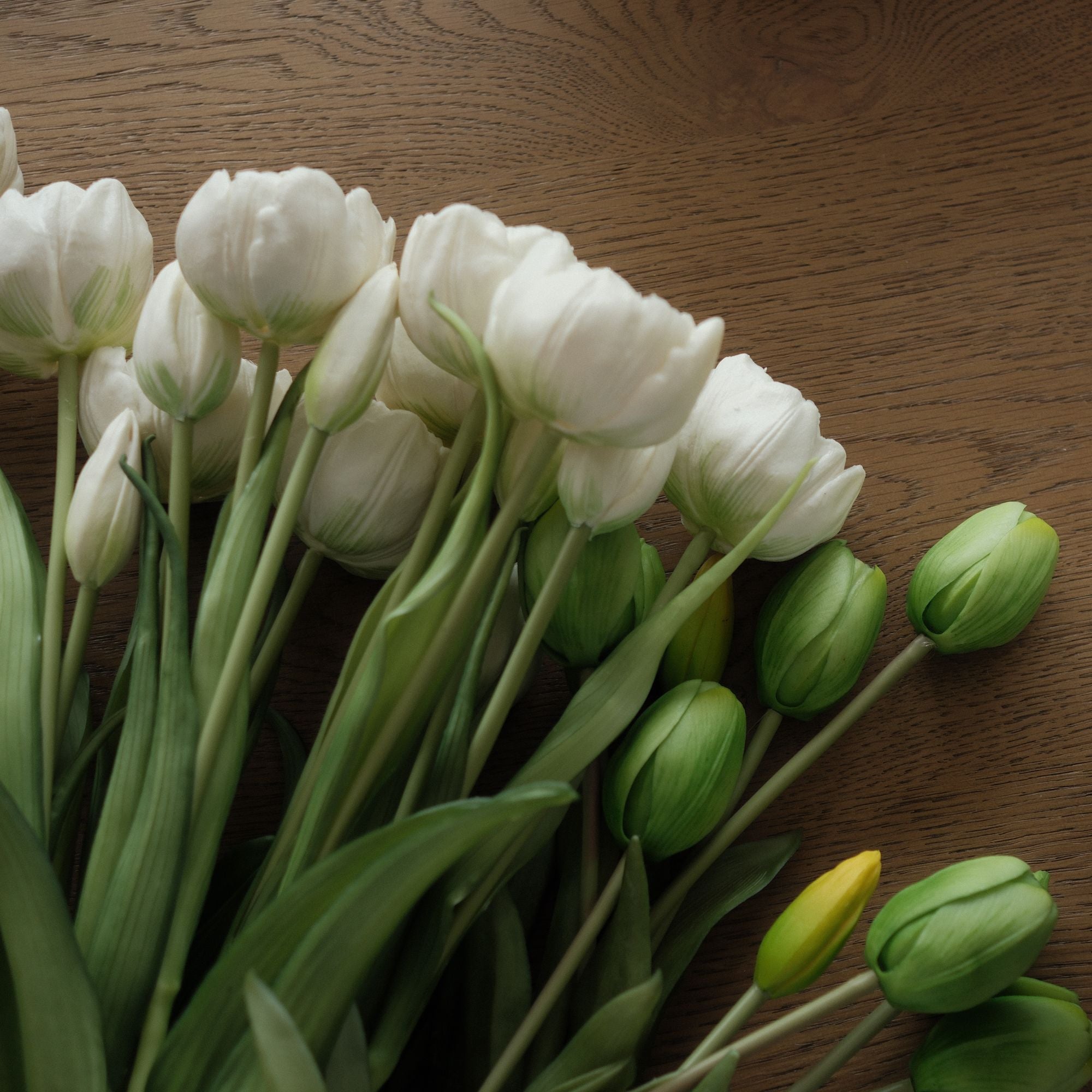 Faux White Double Peony Tulip Bundle faux stem Tri W Imports