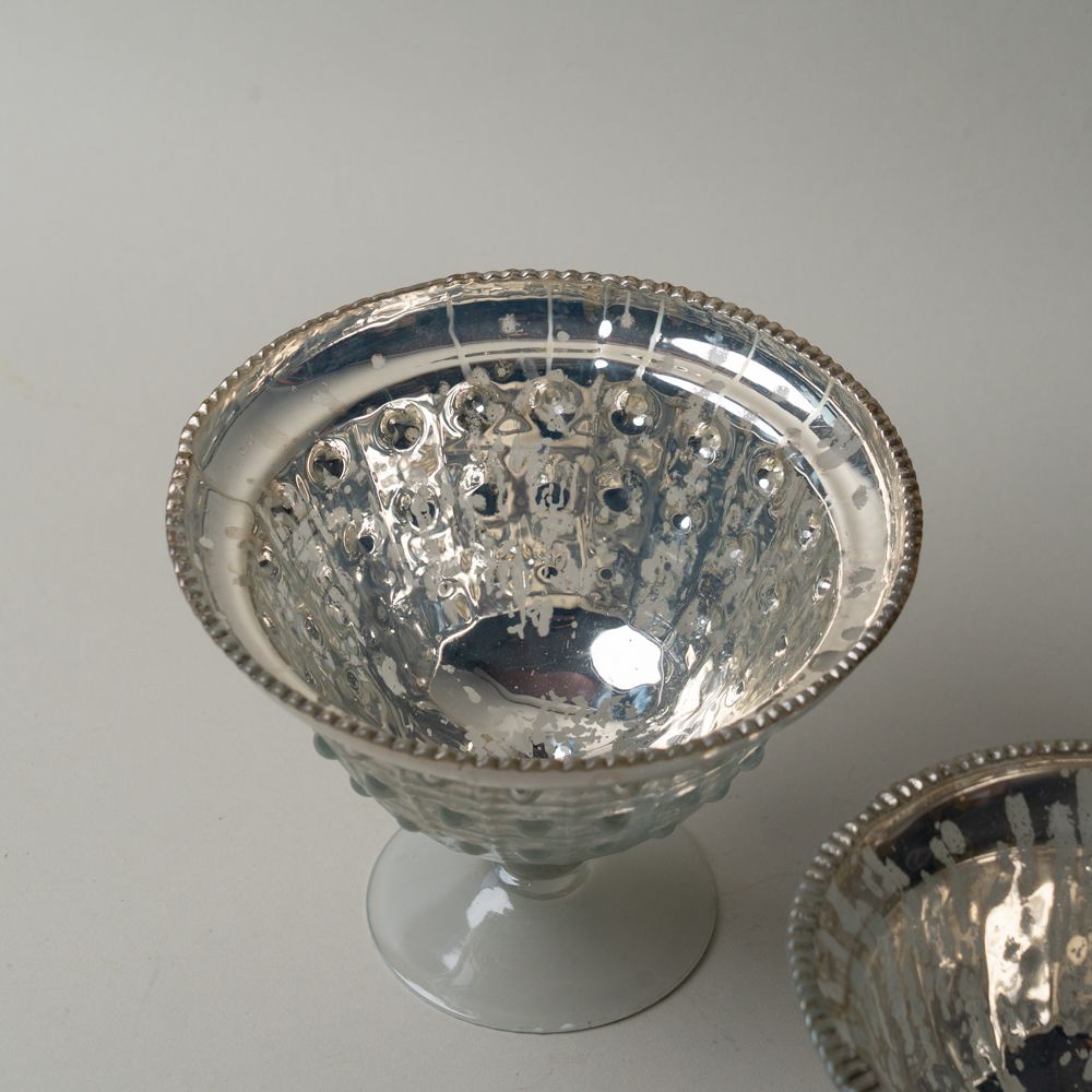 Embossed Mercury Glass Footed Bowl CHRISTMAS 2025 Creative Co-op (DYA)