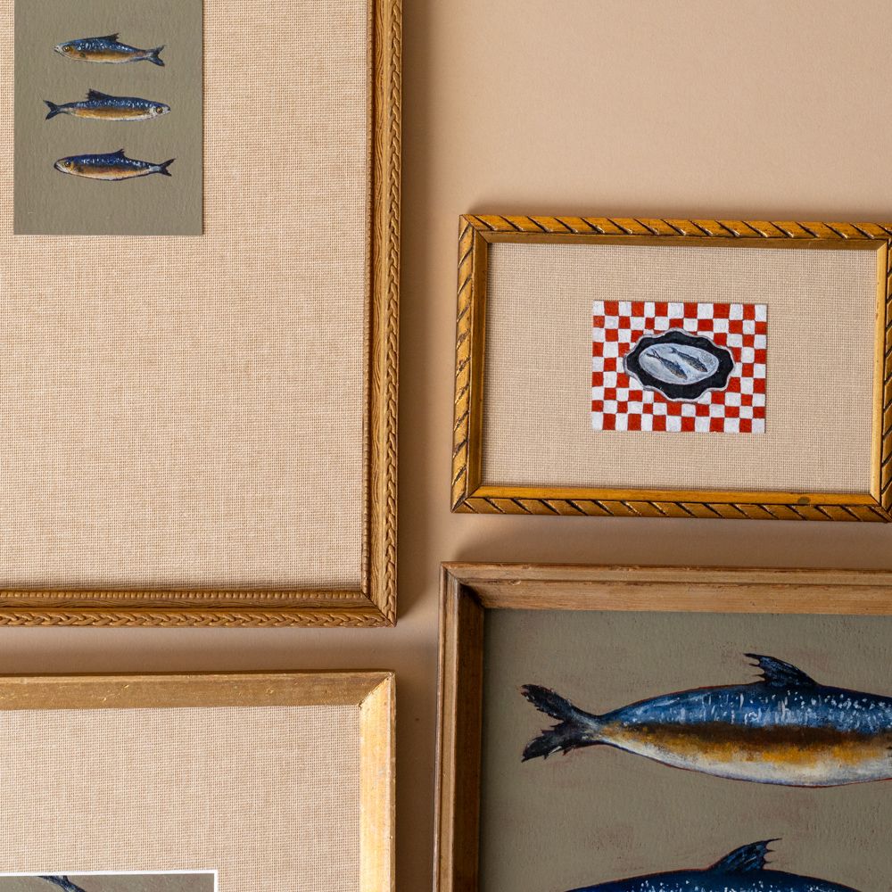 "Three Sardines" Framed Original Painting by Melissa Mary Jenkins - Rug & Weave