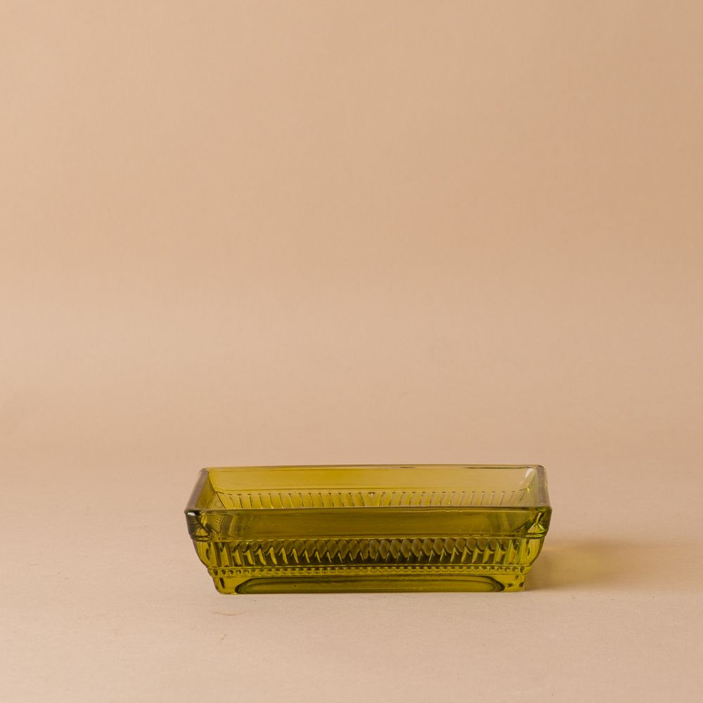 Olive Pressed Glass Soap Dish - Rug & Weave