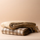 Wool Gingham Throw Blanket - Camel
