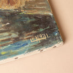 Antique French Oil Landscape Painting VINTAGE - artwork Rug and Weave