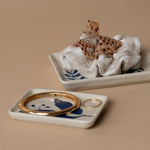 Blue Floral Stoneware Dish - Rug & Weave