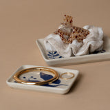 Blue Floral Stoneware Dish - Rug & Weave