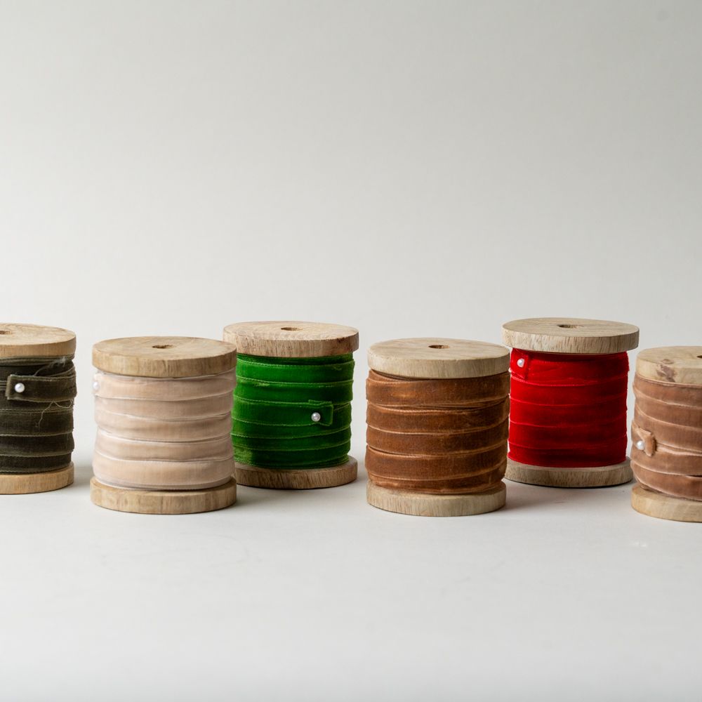 Velvet Ribbon on Wooden Spool CHRISTMAS 2026 Creative Co-op (DYA)