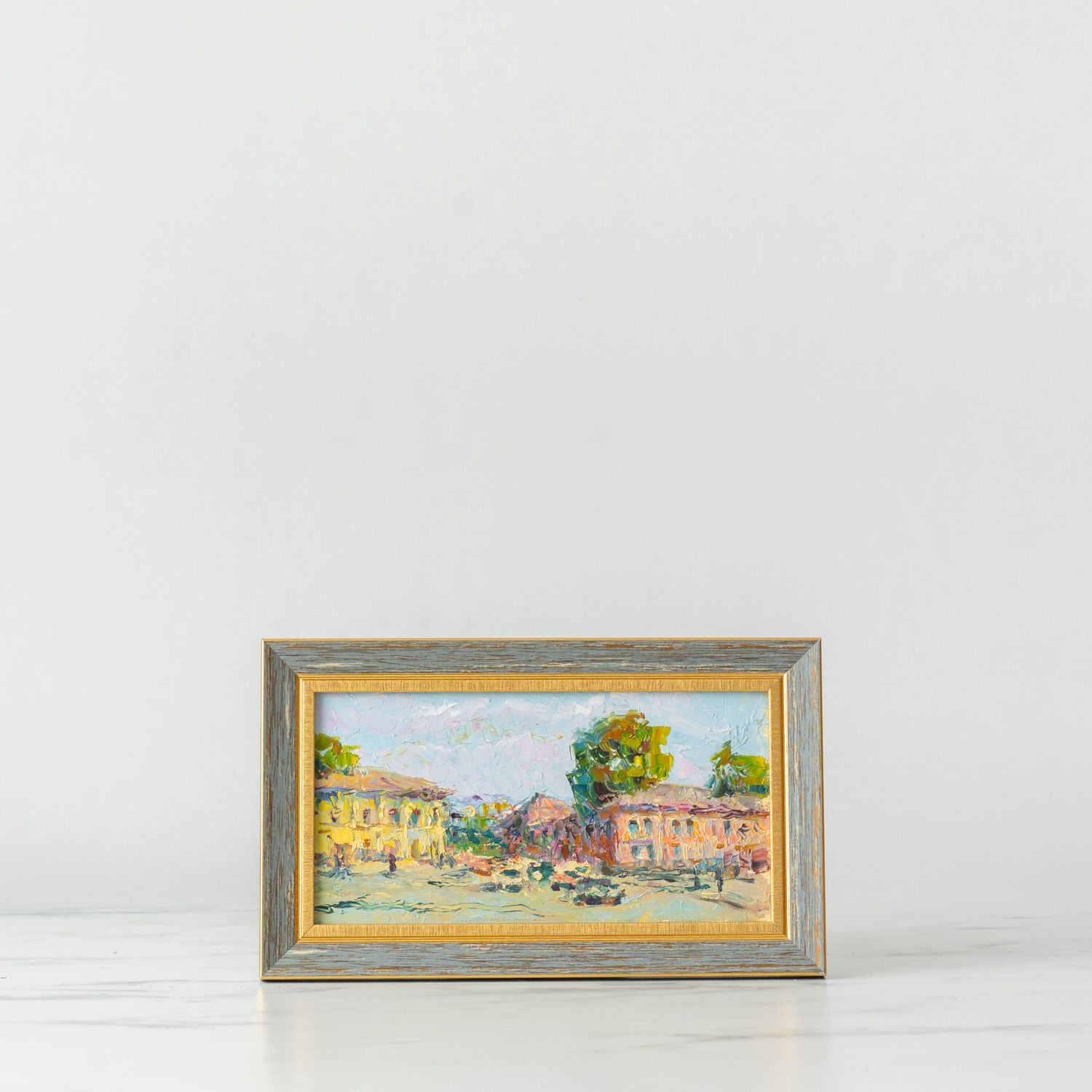 "Summertime Village" Framed Vintage Painting - Rug & Weave