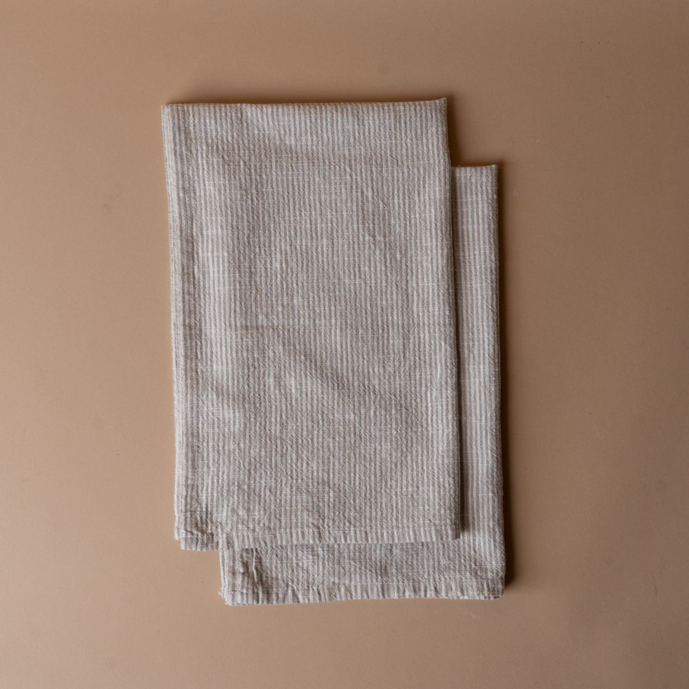 Ticking Stripe Tea Towel Set tea towel Indaba Brown