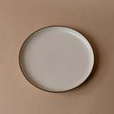 Ceramic Vanilla Plate with Espresso Detail plate David Shaw Dinner Plate