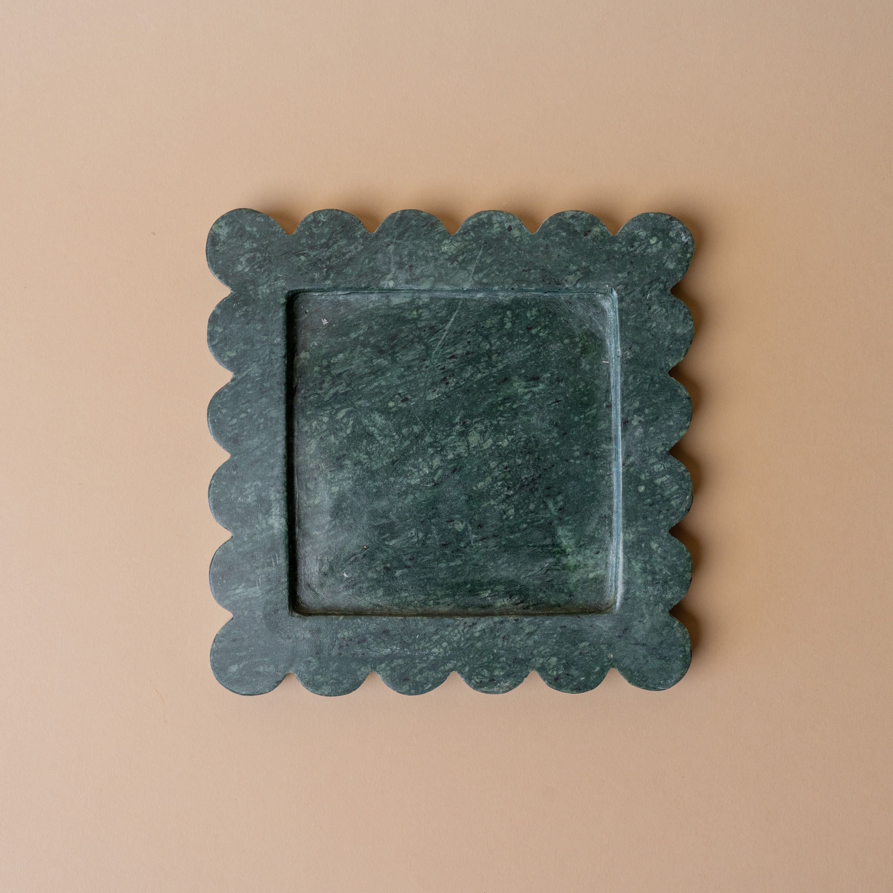 Square Marble Scalloped Tray tray Luxe B Co (Faire) Green Marble