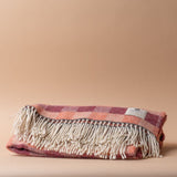 Warm Coral Check Wool Blanket